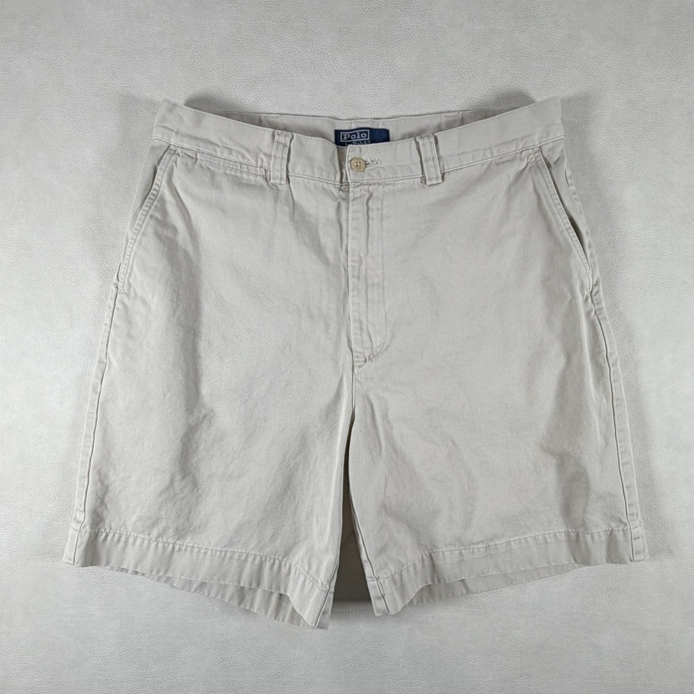 VTG Polo Ralph Lauren Philip Shorts Mens 34 Tan Khaki Chino Shorts 6 Inseam